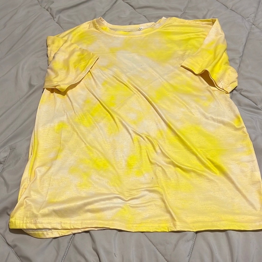 WOMENS Yellow Tie Dye Short Sleeve M